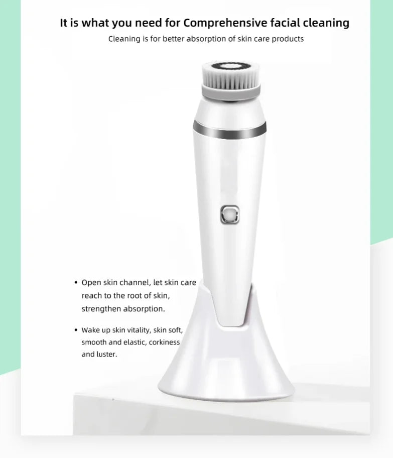 4 in 1 Electric Facial Cleansing Brush Waterproof IPX7 Face Massager Cleansing Device for Deep Cleaning Removal Blackhead Pore