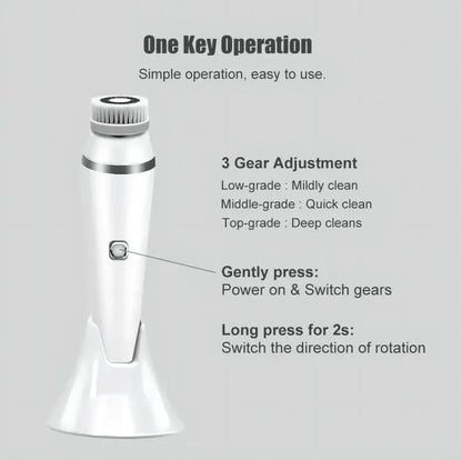 4 in 1 Electric Facial Cleansing Brush Waterproof IPX7 Face Massager Cleansing Device for Deep Cleaning Removal Blackhead Pore